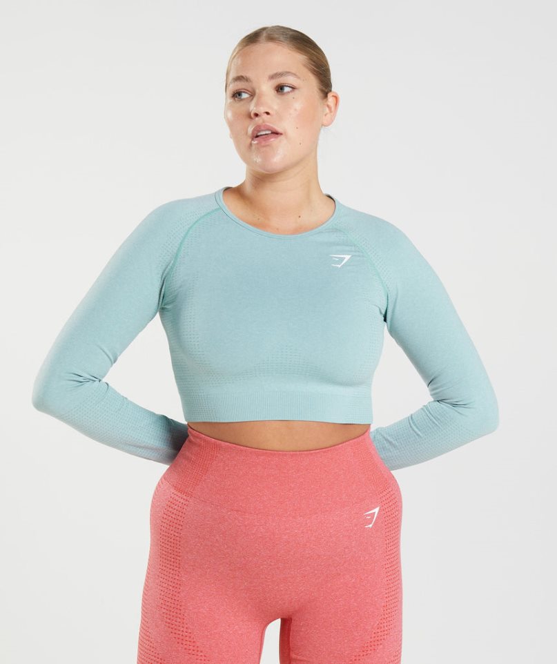 Przycięte Topy Gymshark Vital Seamless 2.0 Damskie Głęboka Niebieskie | PL 091FHU